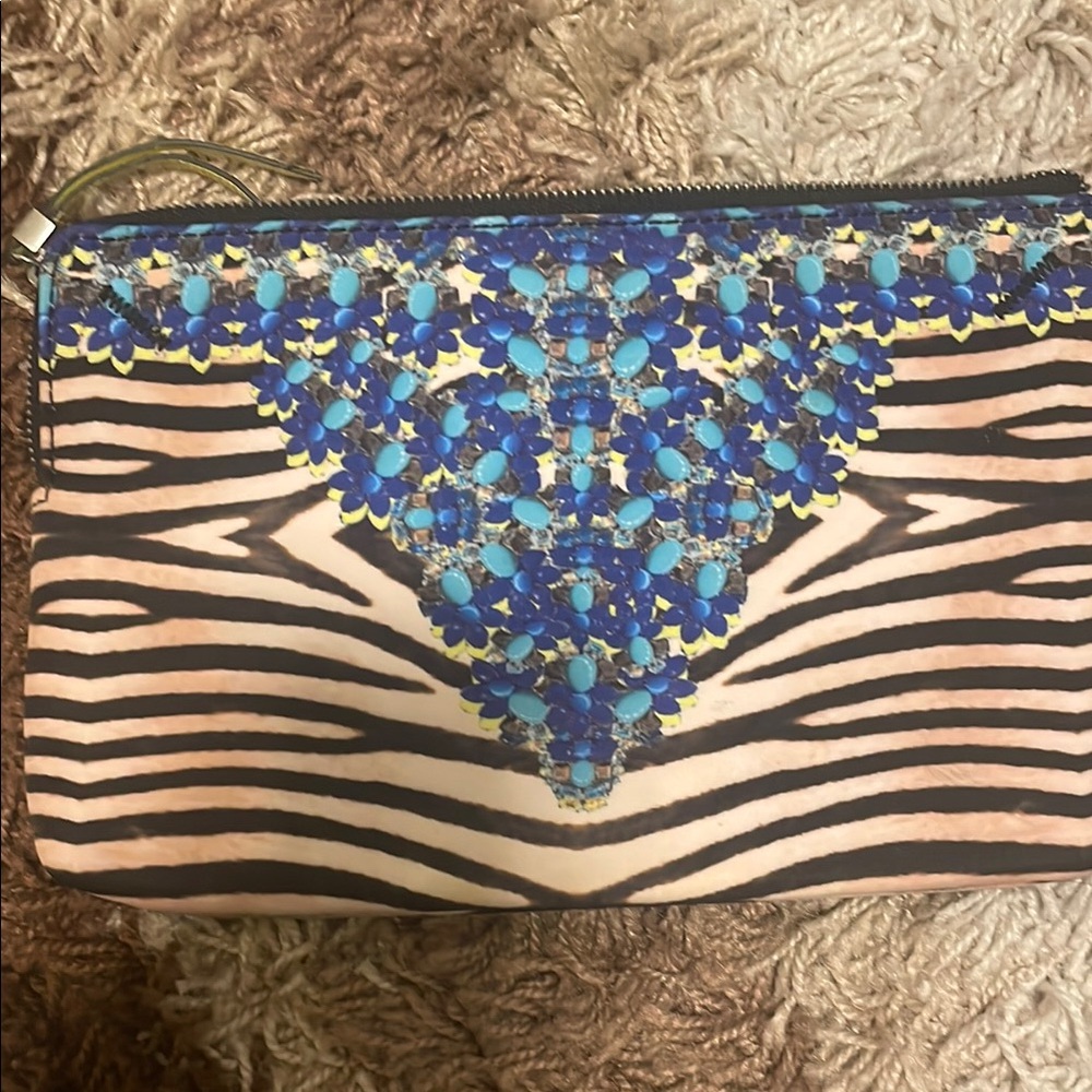 Stella & Dot Blue and Tan Clutch